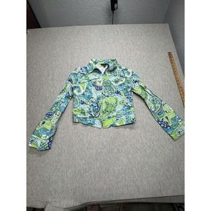 Trousers Etc Women’s Floral/Paisley‎ Green/Blue Full Zip Jacket Size 6/M